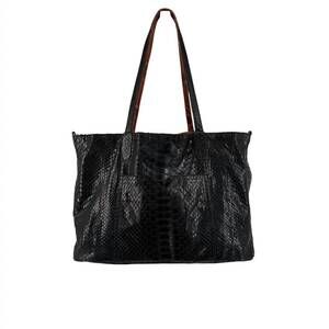 NEW ALKIMYA women's venice python reversible tote bag in black